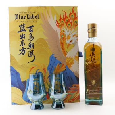 Johnnie Walker Blue Label Pilgramage Of The Mythic Beast Phoenix 50cl Gift Set With Glasses