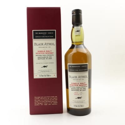 Blair Athol The Manager's Choice 13 Year Old, Sherry Cask, Cask #5989, 2009, 54.7% whisky bottle