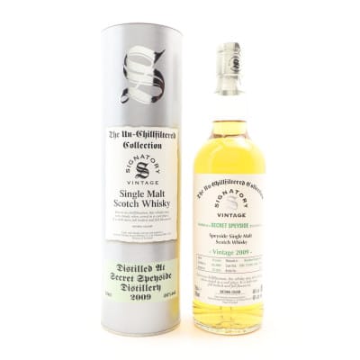 Secret Speyside The Un-Chillfiltered Collection 14 Year Old, Bourbon Hogshead Cask, 2009, Signatory Vintage, 46% whisky bottle