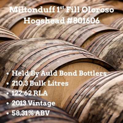 CASK - Miltonduff 2013 1st Fill Oloroso Hogshead #801606 - In Storage At Auld Bond Bottlers