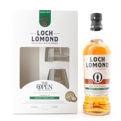 Loch Lomond Chianti Wine Cask The 153rd Open Royal Portrush & Two Glasses Gift Set