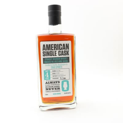 2Bar Spirits 2018 4 Year Old Bourbon Red Wine Barrel American Single Cask #0005 75cl