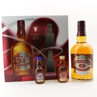 Chivas Regal 12 Year Old Manchester United 75cl Gift Set With Chivas Regal Extra & 18 Year Old Minis 2 x 5cl