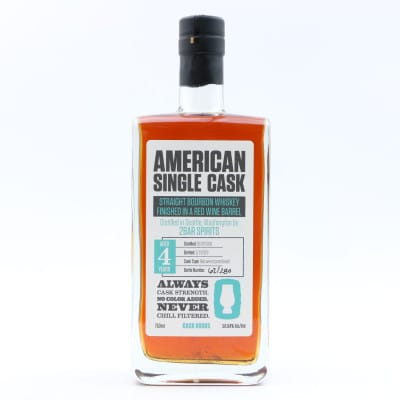 2Bar Spirits 2018 4 Year Old Bourbon Red Wine Barrel American Single Cask #0005 75cl