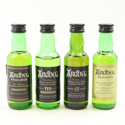 Assorted Ardbeg 4 x Minis 5cl Including Ardbeg Kildalton 1981