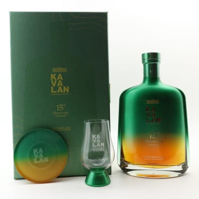 Kavalan 2009 15th Anniversary Ex-Bourbon Cask Set With Glass & Coaster 75cl