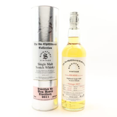 Ben Nevis The Un-Chillfiltered Collection 10 Year Old, Bourbon Barrel Cask, Cask #143+14, 2011, Signatory Vintage, 46% whisky bottle