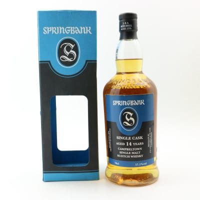 Springbank 30th Anniversary of Cadenhead's Whisky Shop Edinburgh 14 Year Old, Guadeloupe Rum Cask, 2017, 57.1% whisky bottle