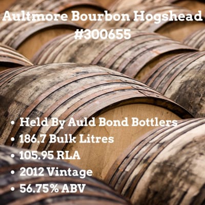 CASK - Aultmore 2012 Bourbon Hogshead #300655 - In Storage At Auld Bond Bottlers