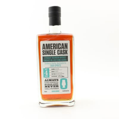 2Bar Spirits 2018 4 Year Old Bourbon Red Wine Barrel American Single Cask #0005 75cl