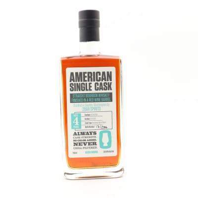 2Bar Spirits 2018 4 Year Old Bourbon Red Wine Barrel American Single Cask #0005 75cl