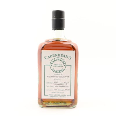 Miltonduff Warehouse Tasting 17 Year Old, Carcavelos Hogshead Cask, 2007, Cadenhead's, 51.1% whisky bottle