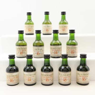 Robert Burns Collection Whisky Connoisseur Minis 12 x 5cl including Dalmore 1976 18 Year Old
