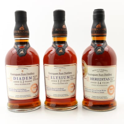 Foursquare Rum Diadem, Elysium, Hereditas For The Whisky Exchange 3 x 70cl