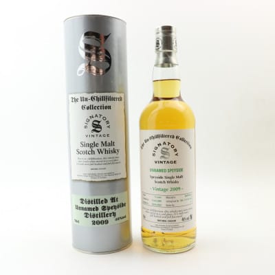 Unnamed Speyside Distillery The Un-Chillfiltered Collection 13 Year Old, Refill Sherry Butt Cask, Cask #DRU17/A195#44, 2009, Signatory Vintage, 46% whisky bottle