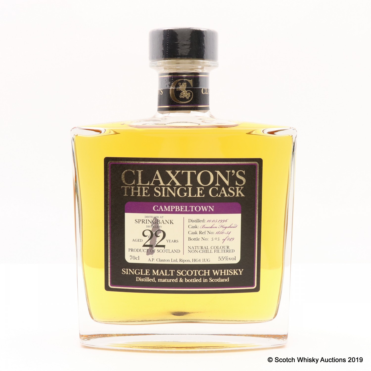 Springbank 1996 22 Year Old Claxton's The 105th Auction Scotch