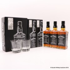 JACK DANIEL S OLD NO 7 IN LIMITED EDITION GIFT TINS 3 X 70CL WITH GLASSES