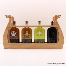 Highland Park Valhalla Collection 4 X 70cl With Longboat Display Stand