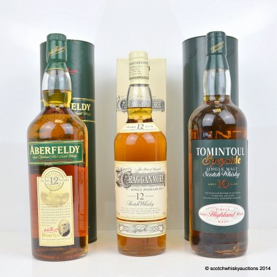 Aberfeldy 12 Year Old 1L, Tomintoul 10 Year Old 1L & Cragganmore 12 Year Old