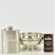 GLENFIDDICH HIPFLASK  QUAICH   TARTAN CARDS