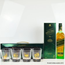 JOHNNIE WALKER GREEN LABEL 15 YEAR OLD TAIWAN WONDERS COLLECTION   4 WHISKY GLASSES SET