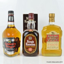 KING S RANSOM 12 YEAR OLD 26 2 3 FL OZS  HIGHLAND QUEEN GRAND 15 75CL   GRANT S ROYAL 26 2 3 FL OZS