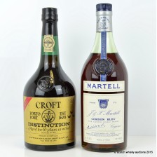MARTELL CORDON BLEU COGNAC 24 FL OZS   CROFT DISTINCTION 10 YEAR OLD PORT 26 2 3 FL OZS