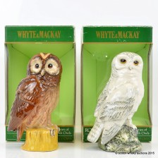 WHYTE   MACKAY TAWNEY OWL CERAMIC DECANTER 20CL   WHYTE   MACKAY SNOWY OWL CERAMIC DECANTER 20CL