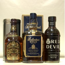 CHIVAS REGAL 12   BALLANTINE GOLD 12 AND RED DEVIL