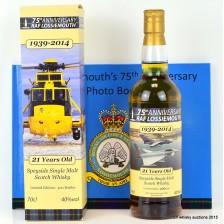 RAF LOSSIEMOUTH 75TH ANNIVERSARY SPEYSIDE 21 YEAR OLD CHARITY BOTTLING WITH BOOK   PHOTOGRAPH