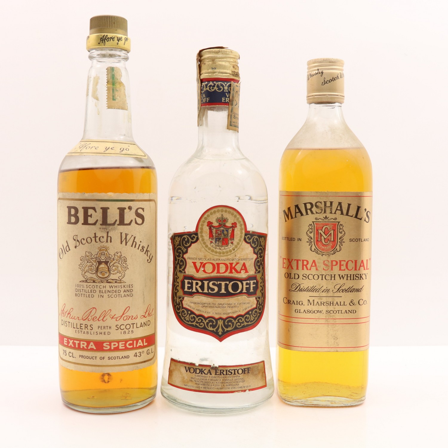 Bell's Extra Special, Marshall's Extra Special & Eristoff Vodka 3 x ...