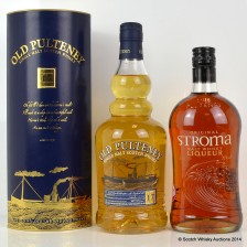 OLD PULTENEY 17 YEAR OLD   OLD PULTENEY STROMA MALT WHISKY LIQUEUR 50CL