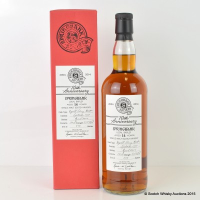 Springbank 1999 14 Year Old Society 10th Anniversary