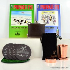 Glenfiddich Slate Coasters X4 Private Eye X 2 Telescopic Copper Cup Leather Hip Flask