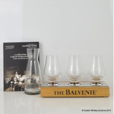 Glenfiddich Balvenie Wooden Bottle Plinth Masters Of Craft Dvd Glass Water Jug Glencairn Glasses X 3