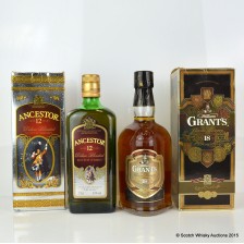 DEWAR S THE ANCESTOR 12 YEAR OLD 75CL   GRANT S 18 YEAR OLD
