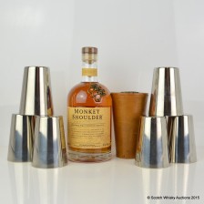 Monkey Shoulder Batch 27 6 Metal Cups In Leather Holster
