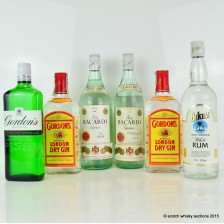 Assorted Spirits X 6 Including Bacardi Superiror Rum