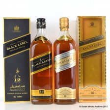 JOHNNIE WALKER BLACK LABEL 12 YEAR OLD   JOHNNIE WALKER GOLD LABEL 18 YEAR OLD 75CL