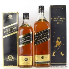 JOHNNIE WALKER BLACK LABEL 12 YEAR OLD 75CL   JOHNNIE WALKER BLACK LABEL 12 YEAR OLD 1L