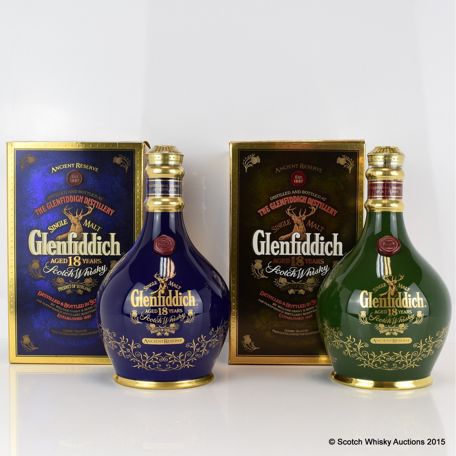 Glenfiddich 18 Year Old Ancient Reserve Blue Decanter & Glenfiddich Ancient Reserve 18 Year Old