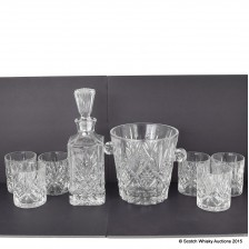ARGYLE FINE CUT CRYSTAL DECANTER SET WITH 6 GLASSES ICE BUCKET