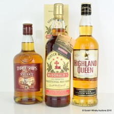 THREE SHIPS 5 YEAR OLD  HIGHLAND QUEEN   MCDONALD S TRADITIONAL BEN NEVIS