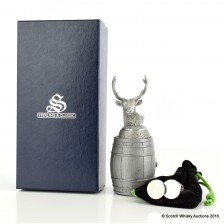 PEWTER STAG HEAD BOTTLE STOPPER WITH BARREL   GLENFIDDICH CUFF LINKS