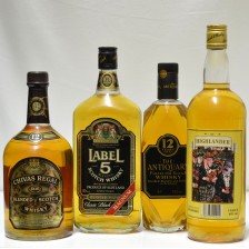 CHIVAS REGAL 12 1L  THE HIGHLANDER  LABEL 5 MAGNUM  ANTIQUARY 12