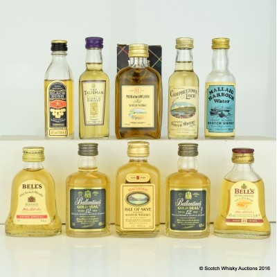 Assorted Minis 10 x 5cl Including Ballantine's Gold Seal 5cl