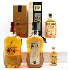 ASSORTED JURAS X 4 INCLUDING ISLE OF JURA 10 YEAR OLD OLD STYLE 50CL