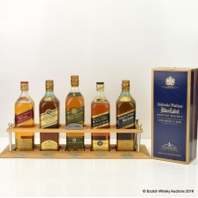 Johnnie Walker Set Blue Label Black Label Pure Malt Gold Label Red Label With Wooden Bottle Stand