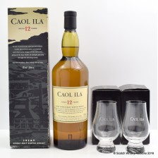 CAOL ILA 12 YEAR OLD 1L   TASTING GLASSES X 2