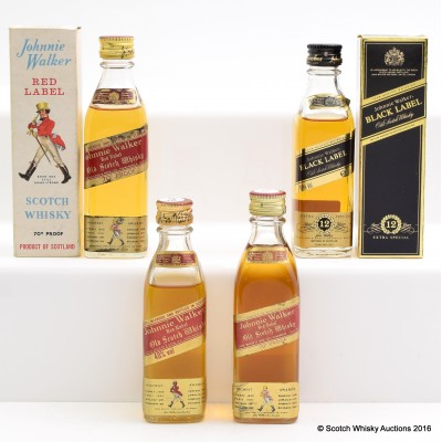 Assorted Johnnie Walker Minis x 4 Including Red Label In Carton